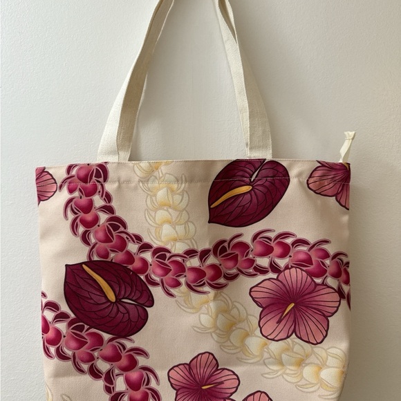 Handbags - Floral Cream Canvas Tote Bag